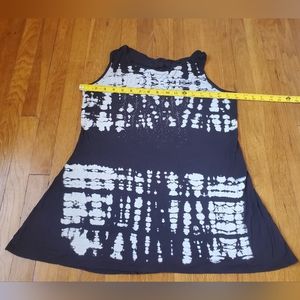 B.L.E.U women's rayon soft flowy black white 2-toned embellished blouse tank top